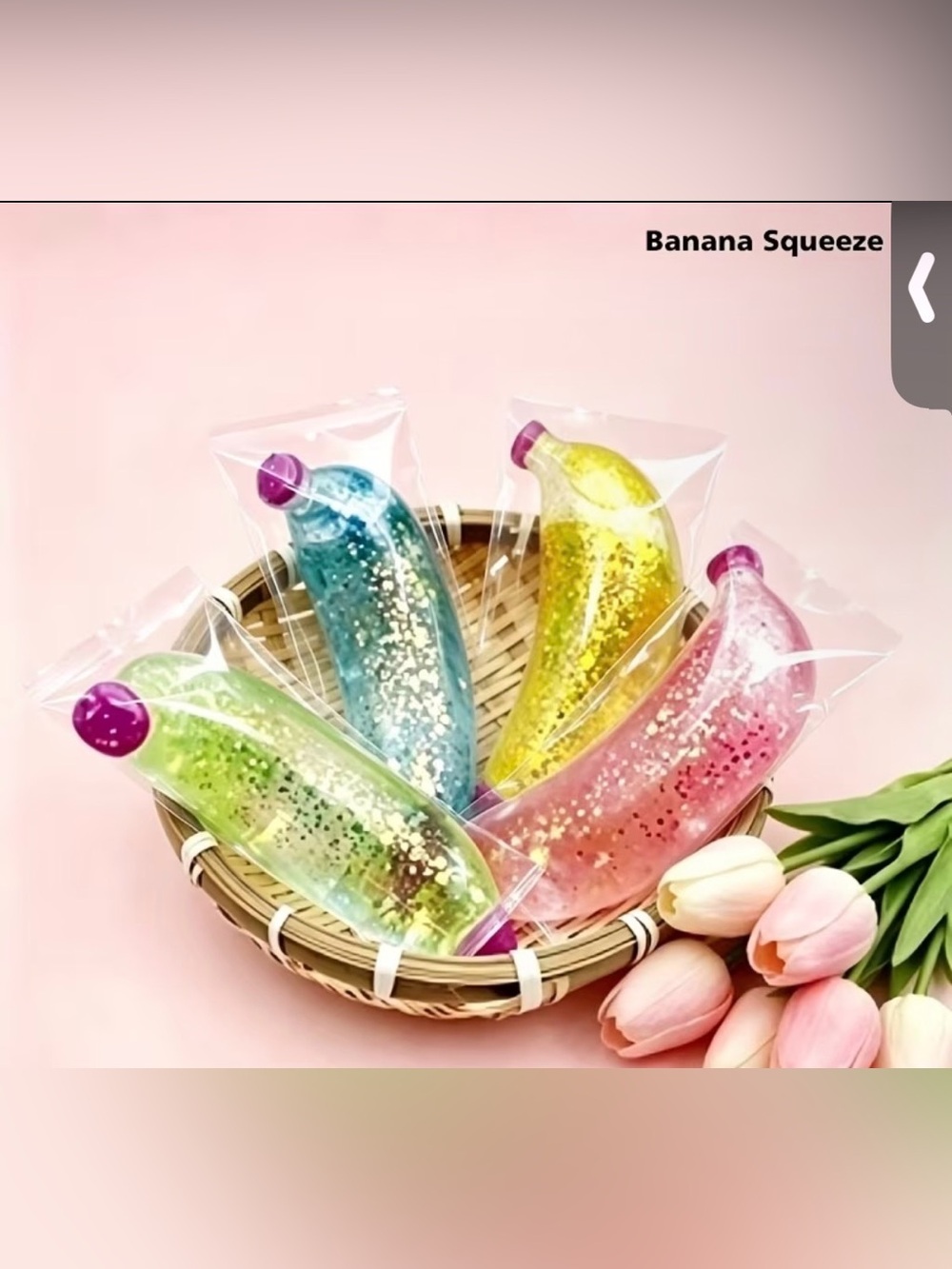 Banana Squishy Glitter Toy - Assorted Colors